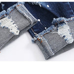 KIDSCOOL SPACE Baby Girl Boy Jeans,Little Kid Elastic Waist Ripped Denim Pants,Blue,6-12 Months