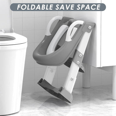 Zieyeen Potty Training Seat with Step Stool Ladder, Toddler Potty Training Toilet for Boys Kids, Potty Chair Adjustable Potty Seat for Toilet with Anti-Slip Wide Steps Splash Guard Safety Handles