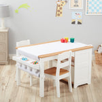 Melissa & Doug Wooden Art Table & Chairs Set - White - Kids Table And Chair Set, Kids Craft Table And Chairs, Children's Furniture