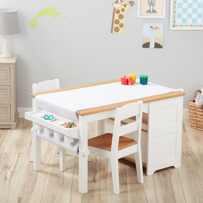 Melissa & Doug Wooden Art Table & Chairs Set - White - Kids Table And Chair Set, Kids Craft Table And Chairs, Children's Furniture