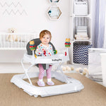 BABY JOY Baby Walker, Foldable Activity Walker with Adjustable Height, Large Tray & Removable Toys, Baby Walker with Wheels for Boys Girls 6-18 Months (Gray)