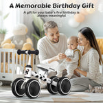 allobebe Baby Balance Bike for 1 Year Old, Toddler First Balance Bike, No Pedal Infant 4 Wheels Baby Walker First Birthday Gift, Mini Bike for 12-24 Months, Spotty Dog