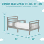 Dream On Me Classic Sleigh Toddler Bed in Cool Grey – Baby Safety Alliance Certified, Low-to-Floor Design, Non-Toxic Finish, Wooden Safety Rails