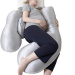 Maternity Pillow for Side Sleeping - Detachable Belly & Back Support Pillow with Cooling Breathable Fabric, Adjustable Firmness, 100% New Safe Filling for Pregnant Women(Grey)