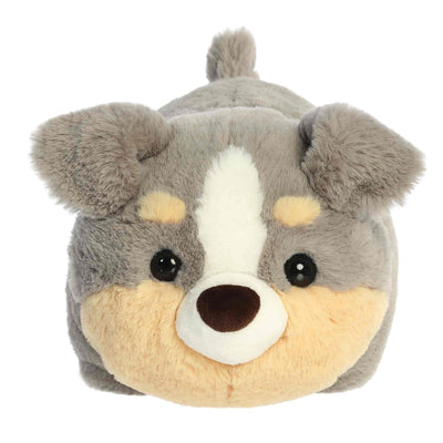 Aurora® Adorable Spudsters™ Storm Australian Shepherd™ Stuffed Animal - Round Shape Makes for Comforting Cuddles - Perfect for Kids All Ages and Animal Loving Adults - Gray 11 Inches