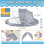 Orzbow Foldable Baby Mosquito Net for Bed with Blackout Canopy, Portable Crib Net Cover Tent for Cots, Playards and Playpen, 0-3 Years Kids Travel & Sleep Mosquito Mesh Cover, Dark Gray