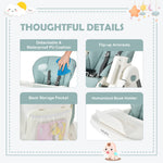 BABY JOY High Chair for Babies & Toddlers, Foldable High Chair w/Adjustable Height/Backrest/Footrest, Double Removable Tray, Book Holder & Storage Bag, Highchair for 6-36 Months Girls Boys (Green)