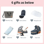 2-in-1 Baby Stroller High Landscape Pram Convertible Carriage with Reversible Bassinet for 0-36 Months,Pink