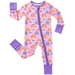 pureborn Baby Girls Sleeper Viscose from Bamboo Pajamas 2-Way Zipper Snug Fit Sleepwear Rainbow Cloud 0-3 Months