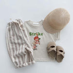 Boys' Cotton Linen Harem Bloomers Pants Elastic Waist Jogger Pants Kids Casual Striped Trousers Infant Long Sweatpants 3-6 Months 02 Khaki