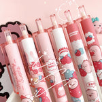 MOZXIRZ 6 Pcs Gel Ink Pens Cartoon Retractable Pens Cute Animal Pen 0.5mm Ballpoint Pen Office School Supplies for Girls (Pink)