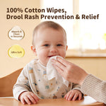 Winner 100% Cotton Dry Wipes, USDA Certified Baby Wipes, Soft & Gentle, Hypoallergenic & Unscented for Baby Sensitive Skin, Use Wet/Dry for Diaper Changes, Meals & Cleanup, Pack of 1, 100 pcs