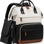LOVEVOOK Diaper Bag Backpack, Baby Bag with Changing Station, Large Diaper Backpack for Mom Dads, Waterproof Mommy Bag for Boy and Girl, Travel Essential Baby Shower, Black-Beige
