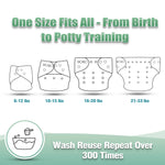 Wegreeco Cloth Diapers 6 Pack with Inserts & Wet Bag, Washable Reusable Diapers for Babies, One Size Adjustable (Chinese Rose)