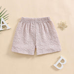 Arvbitana Toddler Kids Baby Boy Girl Gingham Seersucker Shorts Elastic Waist Striped Shorts Summer Casual Short Pants Bottoms (US, Age, 9 Months, 12 Months, D-Khaki)