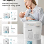 Grownsy Adjustable 4 in 1 Large Bottle Sterilizer and Dryer, 8 Bottles Capacity,Electric Steam Baby Bottle Sterilizer, Sanitizer for Baby Bottles & Pacifiers, Breast Pump Parts Blue