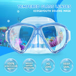 Kids Diving Mask 180° Anti-Fog Swim Mask, Tempered Glass Child Swim Goggles with Nose Cover Anti-Leak Kids Swim Goggles 4-14 Boys Girls for Diving, Snorkeling, Swimming (Harry Blue)