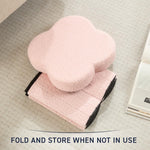 Ornavo Home Pink Boucle Storage Ottoman Cube – Flower-Shaped Footstool with Hidden Storage, Faux Teddy Fur Foot Rest for Living Room, Bedroom & Dorm, 12" Inch