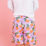 RUGGEDBUTTS Boys UPF50+ Sun Protection Fruits & Florals Swim Trunks - Purple Orange You The Sweetest, 4T