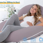 INSEN Pregnancy Pillows for Sleeping, Maternity Pillow with Cooling Cotton Cover, C Shaped for Pregnant Women (Purple Jersey)