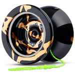 MAGICYOYO N11 Metal Professional Yoyo for Adults, Dual Purpose Unresponsive Yo yo for Stringk Trick, Responsive Yoyo for Kids 8-12 with 12 Yo-yo Strings, Responsive Bearing Kit (Black Golden)