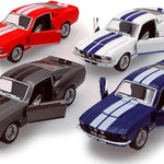 KiNSMART - 1967 Ford Shelby Mustang GT500 1:38 Scale 5" Die Cast Metal Model Toy Muscle Car (Blue)