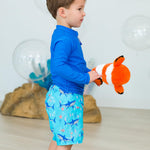 RUGGEDBUTTS Boys UPF50+ Sun Protection Animal Swim Trunks - Fintastic, 18-24m