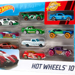 Hot Wheels Toy Cars & Trucks 10-Pack, Set of 10 1:64 Scale Vehicles, Includes Race Cars, Semi, Rescue or Construction Trucks (Styles May Vary)
