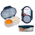 b.box Snack Box - Leakproof Mini Bento Box for Kids & Toddlers, 2 Compartment Snack Containers for Kids, Lunch Containers, Dishwasher Safe, BPA Free, PFAS Free, Ages 4m+, 1 3/4 Cup - Midnight