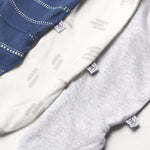 HonestBaby Baby 3-Pack Organic Cotton Footed Harem Pants, Dotted Stripe Navy Blue, 0-3 Months