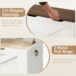 RALGEND Toy Chest, 31.5" Storage Chest with Metal Hinge and Pull Handles, Wooden Storage Bench, Toy Box for Living Room, Bedroom, Entrance, Walnut and White