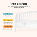 Dream On Me Austin Toddler Day Bed with Rails in White, Low to Floor Toddler Day Bed, Greenguard Gold & Baby Safety Alliance Certified, Non-Toxic Finishes, Side Safety Guard Rail