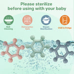Meartchy 3 Pack Baby Teething Toys, BPA-Free Silicone Baby Teether Toys Teething Relief, Chew Toy for Babies 6-24 Months (Green & Blue & Pale Pink)