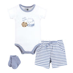 Hudson Baby Infant Boys Bodysuit, Short and Sock, Milk And Cookie Better Together, 12-18 Months