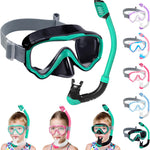 Vvinca Snorkeling Gear for Kids Dry Top Kids Snorkel Set for Boys Girls Junior Youth Children Age 4-14 Swim Goggles with Nose Cover Anti-Fog Panoramic View Adjustable Elastic Diving Mask and Snorkel