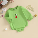 Amiblvowa My First Christmas Baby Boy Girl Outfit Long Sleeve Oversized Crewneck Sweatshirt Shirt Bubble Romper Xmas Clothes