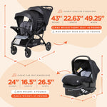 Baby Trend Infant and Toddler Double Stroller & Car Seat Combo, 2 Pc Set, Stormy