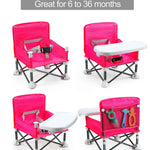 PandaEar Portable Travel Booster Seat with Tray| Folding Baby Seat Booster High Chair for Dining Table| Compact Camping Chair for Lawn, Beach Indoor/Outdoor Use| Toddlers, Kids (Pink)