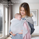 Ring Sling Baby Carrier - USA Lab Tested, 100% Natural Cotton Muslin, Breathable & Ergonomic Ring Sling Grey Rose