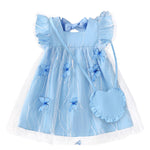 Toddler Girl Dress 2t 3t Girl Clothes Cute Ruffle Tutu Fairy Butterfly Princess Light Blue Dress for Toddler Summer Two Piece Outfit Casual Sundress
