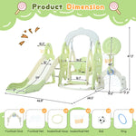 Merax Lollipop 6-in-1 Toddler Slide, Kids Slide and Swing Set with Basketball Hoops, Soccer Goal & Ring-Toss Game, Indoor Outdoor Playground Slide for Toddlers 1-3