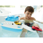 Green Toys Ferry Boat with Mini Cars Bathtub Toy, Blue/White, Standard