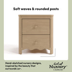 Storkcraft Casablanca 2 Drawer Nightstand (Driftwood) - GREENGUARD Gold Certified, Storage for Kids Bedroom, Premium Wood Nightstand with Elegant, Iconic Wave Detailing and Rounded Posts