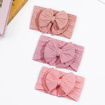 CÉLLOT 6 Pcs Super Stretchy Soft Handmade Headbands with Double Bows Head Wrap Nylon Hair Accessories For Newborn Baby Girls Infant Toddlers Kids(Pink)