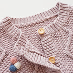chengchuang Toddler Baby Girls Knitted Cardigan Sweater Solid Pompom Long Sleeve Button Warm Jacket Outerwear Clothes