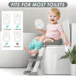 Zieyeen Potty Training Seat with Step Stool Ladder, Toddler Potty Training Toilet for Boys Kids, Potty Chair Adjustable Potty Seat for Toilet with Anti-Slip Wide Steps Splash Guard Safety Handles