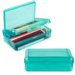 Meiikun Pencil Box, Large Capacity Pencil Boxes 2 Compartments, Hard Pencil Case with Snap-tight Lid, Plastic Storage Organizer Box for Girl Boy (Green, 1 Pack)