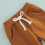 Thorn Tree Infant Baby Boys Pants Set Hooded Solid Sweatshirt Top Pocket Elastic Waist Pants 2Pcs Outfits Fall Winter Suit