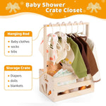 Wooden Baby Basket with Handle - Newborn Gift Box for Boy or Girl, Nursery Storage Crate, Baby Shower for New Parents