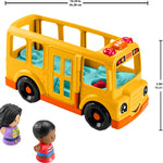 Fisher-Price Little People Toddler Toy School Bus Musical Push-Along Vehicle with 2 Figures for Pretend Play Ages 1+ Years